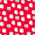 Seamless vector pattern of cakes on red background. Royalty Free Stock Photo